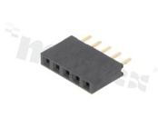 Listwa stykowa do PCB; w rastrze 2.54 mm; 1x5 styków; montaż: THT; żeńska; prosta; jednorzędowe