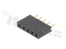Pin Header; pitch 2.54mm; 1x5 pins; assembly: THT; female; straight; single row