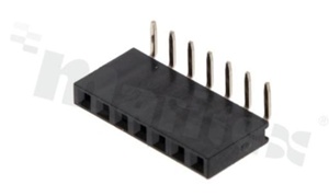 Pin Header; pitch 2.54mm; 1x7 pins; assembly: THT; female; angled; single row