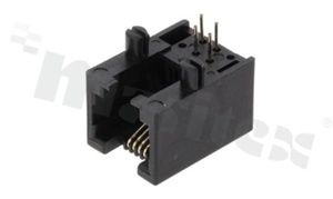 Socket RJ11; 4-contacts; THT; side entry; size 6; gold flash contact plating