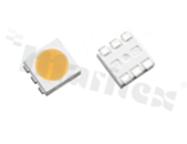 LED mid-power; SMD; PLCC6; RGB; R:619-625nm; G:515-524nm; B:460-475nm; R:530-1000mcd/20mA; G:850-1700mcd/20mA; B:180-430mcd/20mA; R:1.8-2.4V; G:2.8-3.4V; B:2.8-3.4V; water clear; 120 degrees; 5.4x5.0x1.6mm