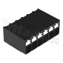 Listwa zaciskowa do PCB; w rastrze 3.50mm; 6-torowa; poziome wejście przewodu; na przewód 0.14-1.50mm2 (28-16AWG); ze stykiem sprężynowym; czarna; 300V/14A