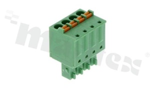 Listwa zaciskowa rozłączalna; w rastrze 3.81mm; 4-torowa; żeńska; na przewód 1.50mm2 (28-16AWG); kierunek wtykania równoległy do osi przewodów; z zaciskiem sprężynowym; styki z fosforobrązu; stalowa klatka; UL 300/8A TUV 250/12A