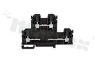 Installation terminal block; 2-level; 4-contacts; for wire 0,5-4mm2; screw terminal; black; Din rail; 1000v/32A