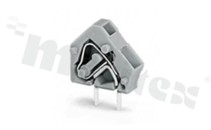 Listwa zaciskowa do PCB; w rastrze 5.0/5.08mm; 1-torowa; skośne wejście przewodu; na przewód 0.08-2.50mm2 (28-12 AWG); ze stykiem sprężynowym; niebieska; UL: 300V/15A
