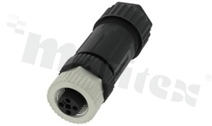 Wtyk M12; kodowanie T; 4-stykowy; żeński; 12A; prosty; skręcany; IP67