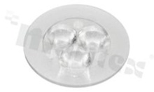 Lens for LED high power; angle: 36 degrees ; Number of LEDs: 3; Dimensions: round 35mm; Height: 10.7mm; material: PMMA; Fastening: glue; frame