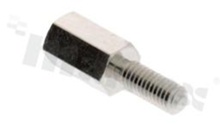 Tulejka dystansowa; mosiężna niklowana; sześciokątna; gwint wew-zew; M3; L: 8 mm; L2: 5mm; L3: 8mm; klucz: SW5