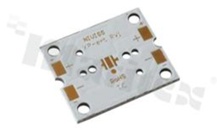 MCPCB, number of layers - 1, white soldermask, legend color: gold, size: rectangle 25x30mm, pad cover: gold; for XP/XT LEDs, /20