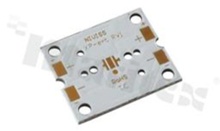 MCPCB, number of layers - 1, white soldermask, legend color: gold, size: rectangle 25x30mm, pad cover: gold; for XP/XT LEDs, /20