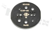 MCPCB, thermal conductivity 1.5W/(m*K), thickness: 1.6mm, number of layers - 1, black soldermask, legend color: gold, size: diameter 27.8mm, pad cover: gold; for XP/XT LEDs, /10