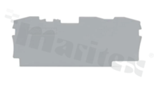 End/internal wall for 2002 series through terminal blocks; 1mm thick; grey; snap-on mounting