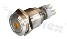 Push button switch; bistable; 16mm; solder terminals; nickled; dot blue illumination; IP67