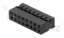 Korpus listwy; w rastrze 2.00mm; 2x8 styków; montaż: do przewodów; żeńska; dwurzędowe