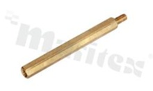 Dystans mosiężny; sześciokątny; gwint wew-zew o długości 40mm bez wgłębienia; M3; 40mm