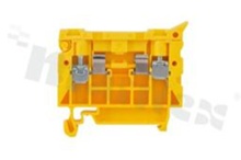 Installation terminal block; fuse socket; 1-level; 2-contacts; for wire 0,5-4mm2; screw terminal; yellow; Din rail; 690V/6,3A; operating voltage DC 230V