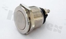 Push Button Switch; onestable; 19mm; screw terminals; stainless steel; flat button; 2A/48V