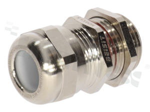 Dławnica kablowa M20; mosiężna niklowana; M20x1.5 6-12mm; flat O-ring; z nakrętką; na klucz 22;dlugość gwintu 10mm; EX