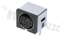 Mini-DIN Connector; female; 9 contacts; right angle; shielded; for PCB