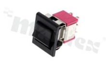 Miniaturowy przełącznik typu Rocker; jednobiegowy; 2-pozycyjny; 15.24x12.7mm; konektory DPST; przycisk czarny; 5A/250V