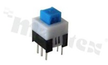 Przełącznik przyciskowy; 2-pozycyjny; 5.0x5.0mm; konektory; przycisk niebieski; 0.1A/30V