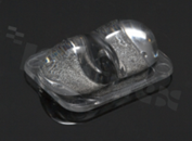 Soczewka do diod LED high power; kąt rozsyłu: asymetryczny ; ilość diod: 1; rozmiar: 33x25mm; wysokość: 11mm; rodzaj materiału: PMMA; sposób mocowania: taśma; kołek