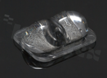 Lens for LED high power; angle: asymmetric; Number of LEDs: 1; Dimensions: 33x25mm; Height: 11mm; meterial: PMMA; Fastening: tape; pin