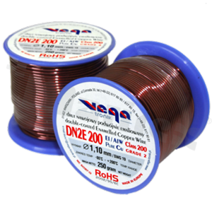 Insulated winding wire; with two layers of enamel insulation; diameter 1.10mm; SWG 19; -65+200 deg.C; 28m; 250g.