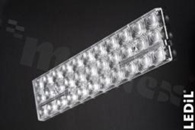 Soczewka do diod LED high power; mid power; kąt rozsyłu: 43 do 70 stopni FWHM; ilość diod: 33; rozmiar: 286x61mm; wysokość: 8.5mm; rodzaj materiału: PMMA; sposób mocowania: śruby