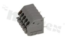 Listwa zaciskowa do PCB; w rastrze 3.5mm; 5-torowa; skośne wejście przewodu; na przewód 0.2-0.5mm2( 26-16 AWG); szara; ze stykiem sprężynowym; UL 300V/2A