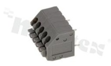 PCB terminal block; pitch 3.5mm; 5-ways; oblique entry; range wire 0.2-2.5mm2 (AWG 26-16); spring-loaded; grey; UL 300V/2A