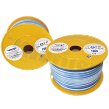 Przewód pojedynczy LGY/H05V-K; z wielodrutową miedzianą żyłą; biały/niebieski; przekrój 1.50mm2; AWG 16; 500V; -40+105 st.C; 100m.