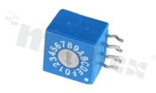 Rotary switch; 16 positions for BCD code; 10x7.55mm; right angle; flat type; THT