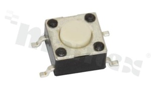 Przełącznik Tact Switch; SMD; wymiary korpusu 6.0x6.0; h=5.0mm; pionowy; o sile nacisku 160gf; przycisk okrągły