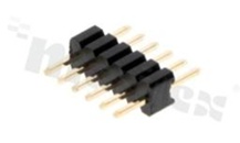 Listwa stykowa do PCB; w rastrze 1,27mm;  1x6 styków; montaż THT; męska; prosta; jednorzędowa 2.6X2.6X7.2