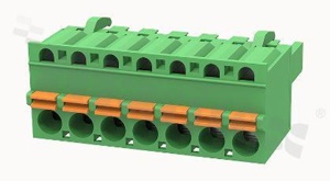 Pluggable terminal block; 5.08mm pitch; 7-ways; female; for wire 2.50mm2 (26-12AWG); wire insertion direction same as plug-in direction; p.bronze contacts; spring clamp; brass cage; UL 300/10A TUV 320/20A