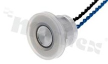 Przełącznik piezoelektryczny; monostabilny; 22mm; na przewód; aluminium; podświetlenie krawędziowe niebieskie; LED 12V; IP68K.