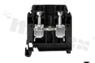 Installation terminal block; 1-level; 2-contacts; for wire 0,5-16,0mm2; screw terminal; black; Din rail; 690V/57A
