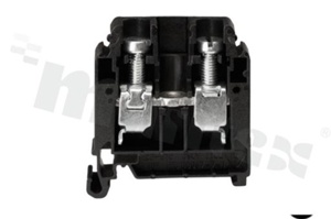 Złączka szynowa ; 1-poziomowa; 2-zaciskowa na przewód 0,5-16,0mm2; zacisk śrubowy; czarna; na szyne DIN; 690V/76A