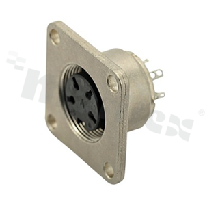 Gniazdo serii C091D; 3-stykowe; żeńskie; 5A; na panel; kołnierz - śruby; kabel lutowany; styki srebrzone; IP67