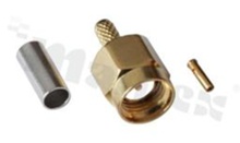 Female crimp SMA plug; reverse; straight; 50 Ohm; for RG174; RG188; RG316 cable; RoHS