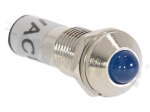 Lampka sygnalizacyjna; 8mm; terminale do lutowania; stal nierdzewna; podświetlenie niebieskie; LED 12V