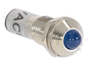 Lampka sygnalizacyjna; 8mm; terminale do lutowania; stal nierdzewna; podświetlenie niebieskie; LED 12V