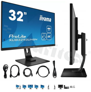 Monitor 31.5", IPS, 3840x2160, brightness 350 nits, 1.07B colors, contrast 1000:1, view angle 178/178, HDMI, DP, USB-C, USB-HUB (2x 3.0), USB-C dock, LAN, speakers 2x 3W, power supply 100-240V AC, VESA