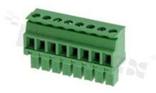 Pluggable terminal block; 3.81mm pitch; 8-ways; female; for wire 0.5-1.50mm2(28-16AWG); wire insertion direction 90° to plug-in direction; p.bronze contacts; brass cage; UL 300/8A