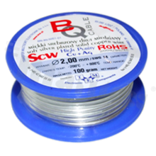 Silver coated copper wire; diameter 2.00mm; SWG 14; -40+105 deg.C; 6m; 100g.