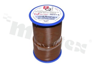 Single wire LGY/H05V-K; with copper multi-strand; brown; cross section 0.75mm2; AWG 18; 500V; -40+105 deg.C; 25m.
