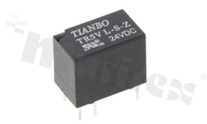 Electromagnetic relay; contact rating current 1A; coil voltage 24VDC; changeover contact (1C); coil power: 200mW; 1A/24VDC; 1A/120VAC