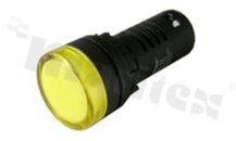 Lampka sygnalizacyjna; 22mm; zacisk śrubowy; plastik; podświetlenie pełne żółte LED 12V; IP65. 