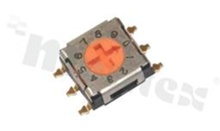 Miniature rotary switch; 10 positions for BCD code; 7.2x9.8mm; horizontal; flat type; SMD